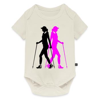 Nordic Walking Woman Silhouette - Baby Premium short-sleeve bodysuit - off white - Front