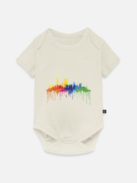 Urbane chromatische Skyline - Baby Premium Kurzarmbody - Naturweiß