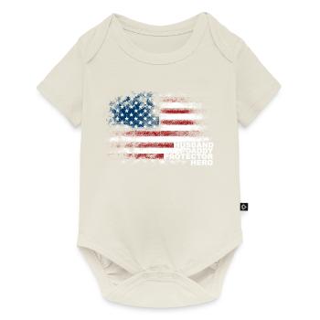 États-Unis Mari Papa Protecteur Héros - Body à manches courtes Premium Bébé - blanc cassé - Devant