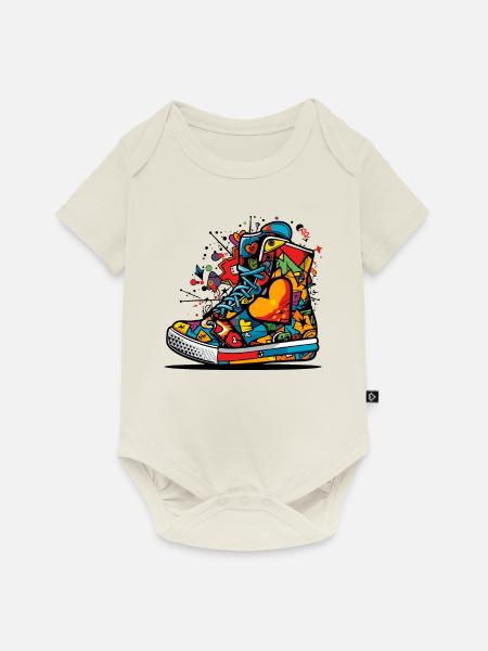 Liebe Sneaker Graffiti - Baby Premium Kurzarmbody - Naturweiß