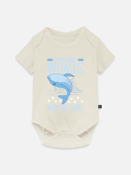 Wale Walfisch - Baby Premium Kurzarmbody - Naturweiß