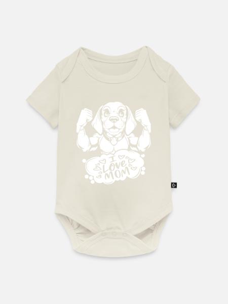 Beagle I Love Dad - Baby Premium Kurzarmbody - Naturweiß