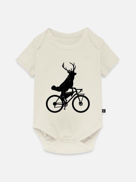 Gravel Bike Bikepacking Deer - Baby Premium Kurzarmbody - Naturweiß