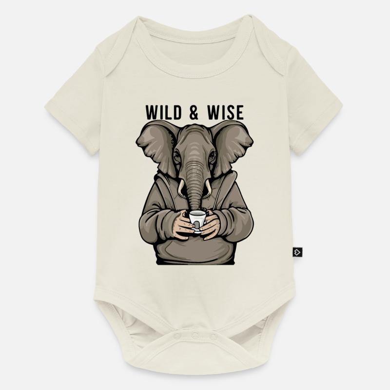 ÉLÉPHANTS - Body à manches courtes Premium Bébé - blanc cassé