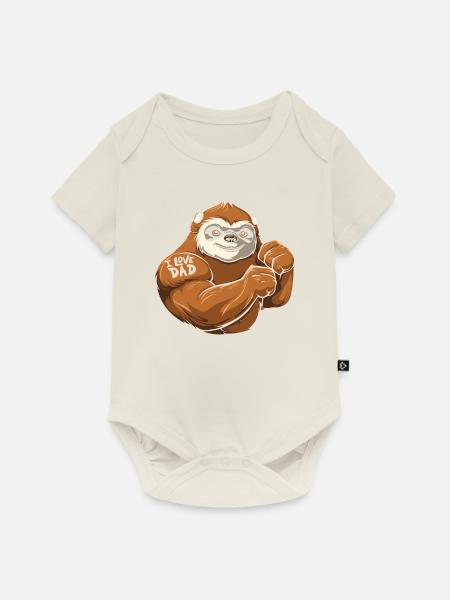 Faultier I Love Dad - Baby Premium Kurzarmbody - Naturweiß