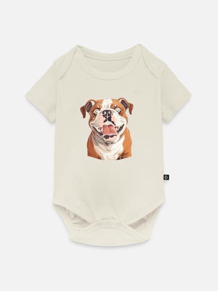 Bulldogge - Baby Premium Kurzarmbody - Naturweiß