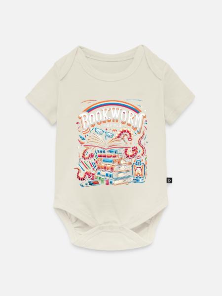 Bookworm and Proud 6 - Baby Premium Kurzarmbody - Naturweiß