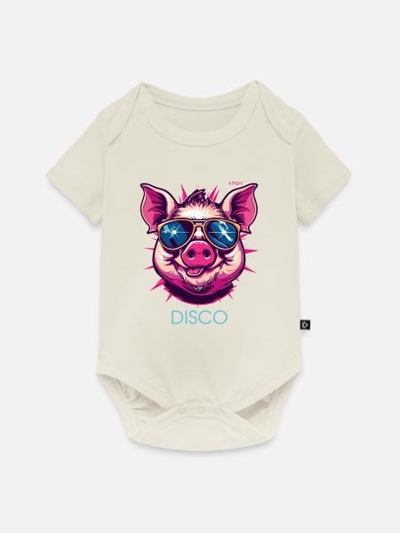 Disco Schwein - Baby Premium Kurzarmbody - Naturweiß