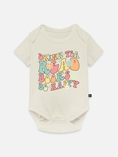 Groovy Book Reader Buch lesen - Baby Premium Kurzarmbody - Naturweiß