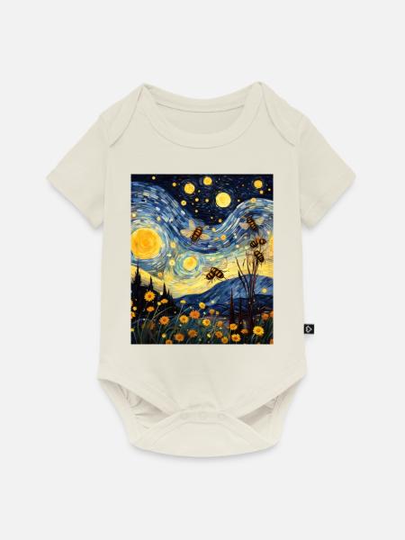 Honey Bee Sternennacht Hemd - Baby Premium Kurzarmbody - Naturweiß