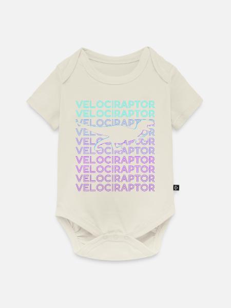 Velociraptor Dinosaurier Retro - Baby Premium Kurzarmbody - Naturweiß