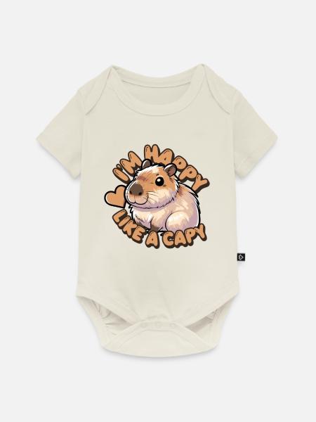 Ich bin glücklich wie ein Capy - lustiges Capybara-Shirt - Baby Premium Kurzarmbody - Naturweiß