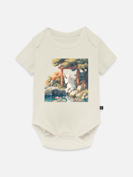Einhorn Kawaii Japanisch - Baby Premium Kurzarmbody - Naturweiß