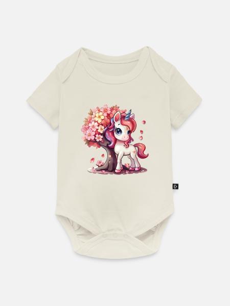 Einhorn Kawaii Japanisch - Baby Premium Kurzarmbody - Naturweiß