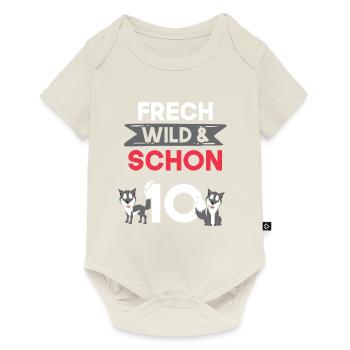 10 Jahre Geburtstag Junge Mädchen Wolf - Baby Premium Kurzarmbody - Naturweiß - Vorne