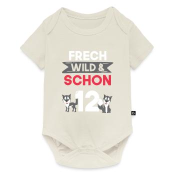 12 Jahre Geburtstag Junge Mädchen Wolf - Baby Premium Kurzarmbody - Naturweiß - Vorne