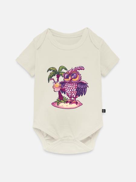 Eule Insel Sommer Palme - Baby Premium Kurzarmbody - Naturweiß