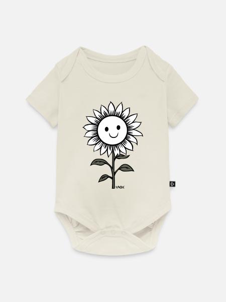 Fröhlicher Sonnenblume - Baby Premium Kurzarmbody - Naturweiß