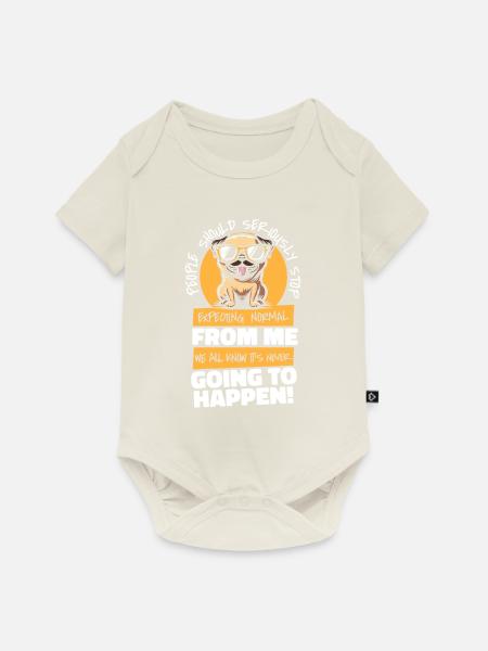 Mops Hund - Baby Premium Kurzarmbody - Naturweiß
