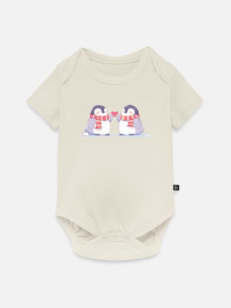 Pinguin Pärchen Kawaii Pinguin Niedlich - Baby Premium Kurzarmbody - Naturweiß