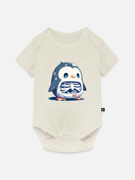 Pinguin Skelett Halloween Pinguin Niedlich - Baby Premium Kurzarmbody - Naturweiß