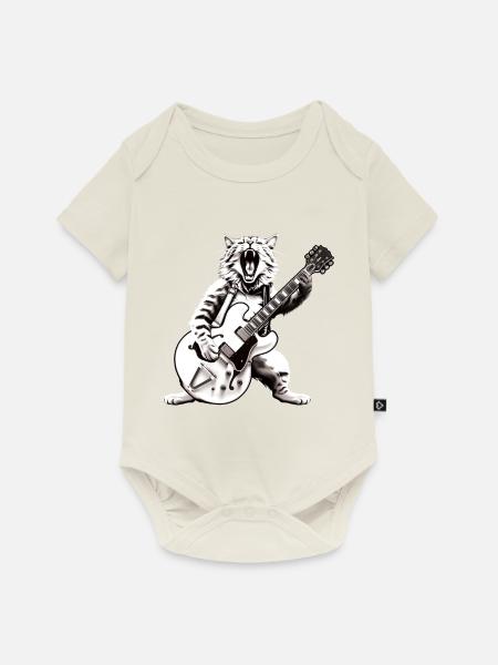 Rocker Cat spielt Gitarreninstrumente Awesome - Baby Premium Kurzarmbody - Naturweiß