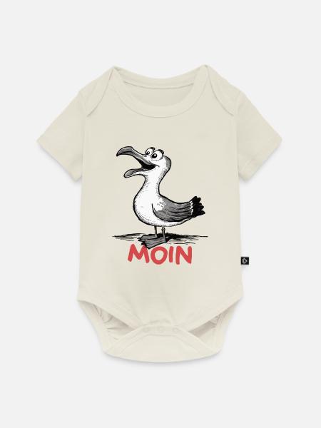 Moin Möwe - Baby Premium Kurzarmbody - Naturweiß