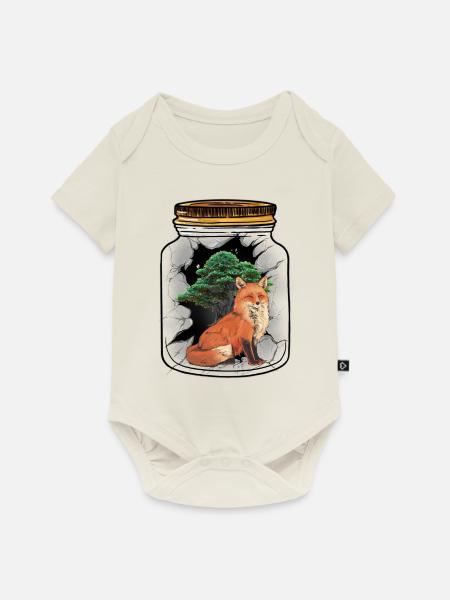 Fuchs Füchse Waldbewohner Baum - Baby Premium Kurzarmbody - Naturweiß