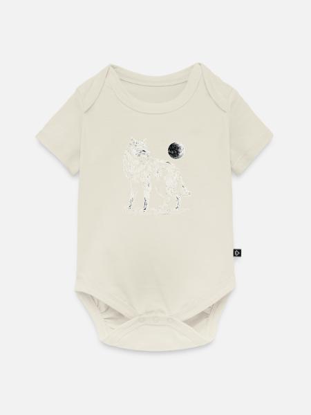 Wolf Mond Wildtier - Baby Premium Kurzarmbody - Naturweiß