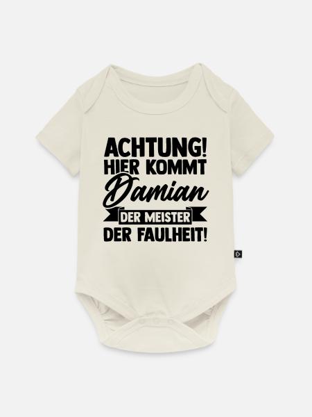 Vorname Damian - Baby Premium Kurzarmbody - Naturweiß