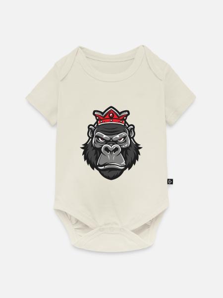 Gorilla Kopf Krone - Baby Premium Kurzarmbody - Naturweiß