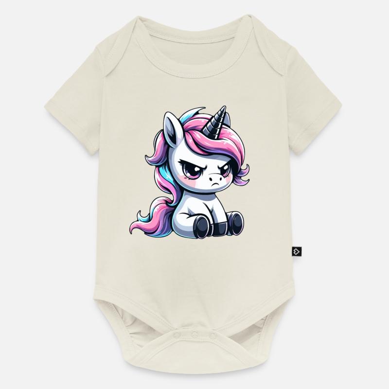 Licorne capricieuse - Body à manches courtes Premium Bébé - blanc cassé