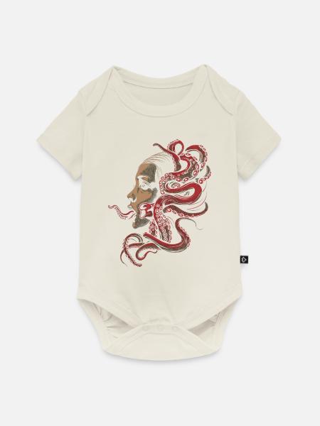 Weirdcore Ästhetischer Oktopus Frau Gesicht Grusel - Baby Premium Kurzarmbody - Naturweiß