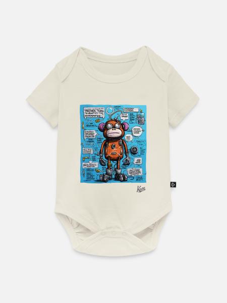 Lustiger, funkiger Roboter-Affe - Baby Premium Kurzarmbody - Naturweiß