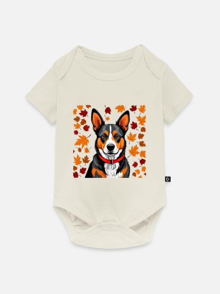 Herbst-Hund - Baby Premium Kurzarmbody - Naturweiß