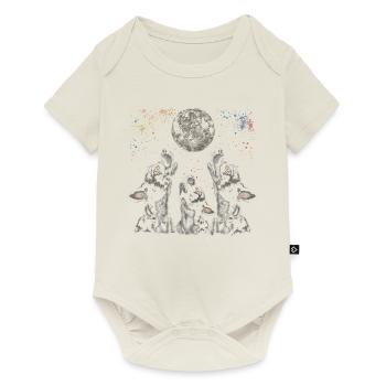 Boston Terrier Dog Howling Moon - Baby Premium short-sleeve bodysuit - off white - Front
