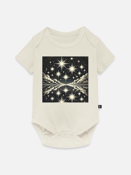 Funkelnder Nachthimmel Sternschnuppe Sterne - Baby Premium Kurzarmbody - Naturweiß