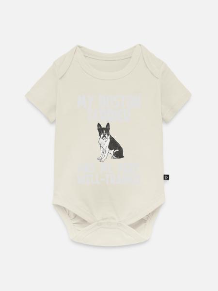 Boston Terrier Gifts - Baby Premium Kurzarmbody - Naturweiß