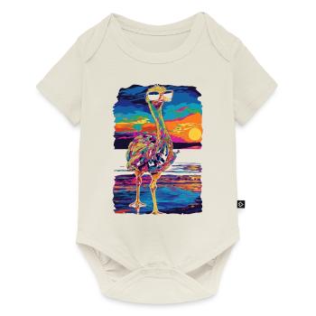 Autruche Animal Lunettes de soleil Plage Popart - Body à manches courtes Premium Bébé - blanc cassé - Devant