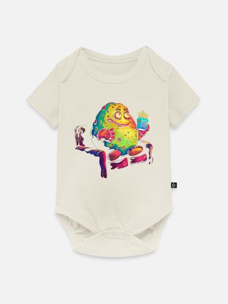 Kartoffel Couch Popcorn Popart - Baby Premium Kurzarmbody - Naturweiß