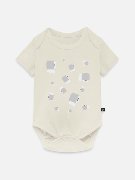 Klopapier - Baby Premium Kurzarmbody - Naturweiß