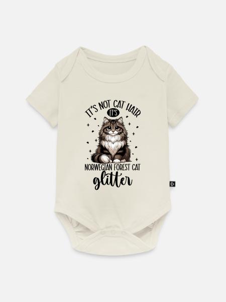 Katzen Glitzer - Norwegische Waldkatze - Baby Premium Kurzarmbody - Naturweiß