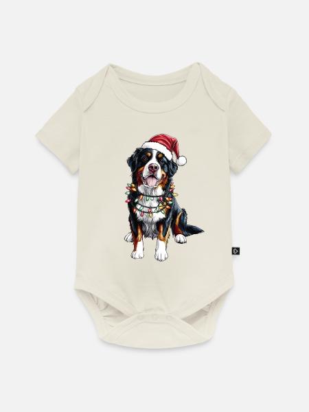 Niedlicher Berner Sennenhund Weihnachtsmütze Xmas - Baby Premium Kurzarmbody - Naturweiß