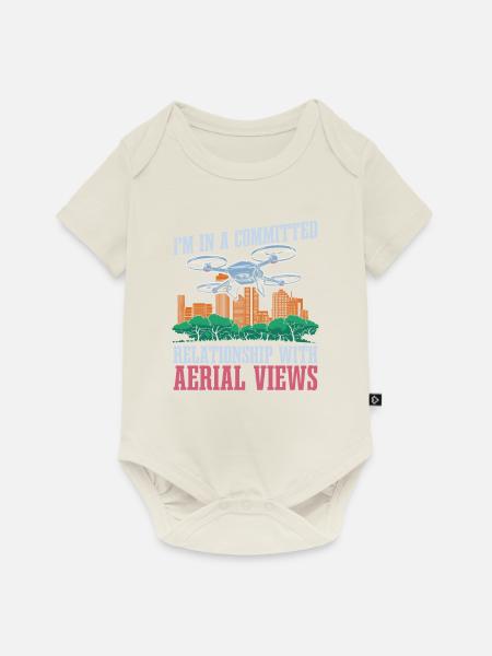 Drohne Quadrocopter - Baby Premium Kurzarmbody - Naturweiß
