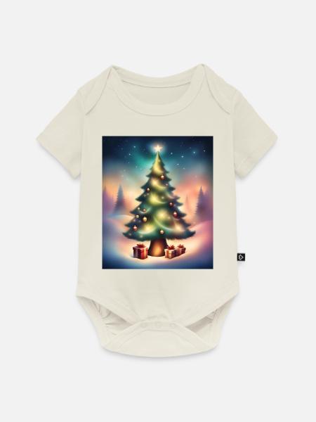 Weihnachtsbaum draußen - Baby Premium Kurzarmbody - Naturweiß