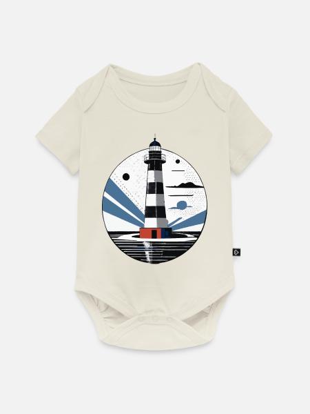 Leuchtturm, Küste, Meer - Baby Premium Kurzarmbody - Naturweiß