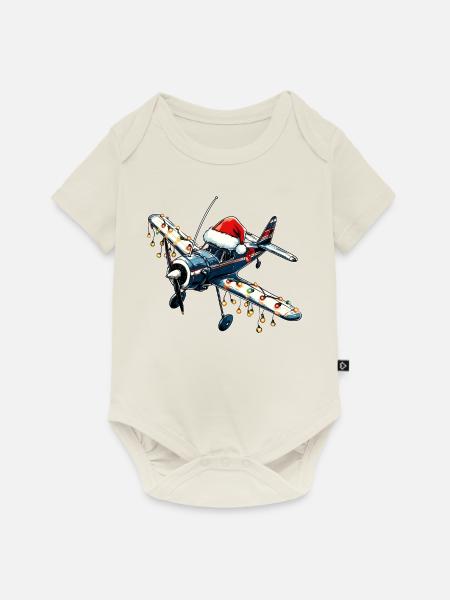 RC-Flugzeug Modellflug Pilot Weihnachten Hut Xmas - Baby Premium Kurzarmbody - Naturweiß