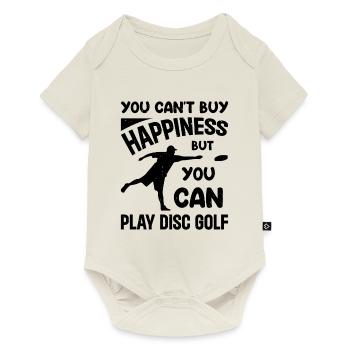Le bonheur n’achète pas, mais vous pouvez jouer au disc golf - Body à manches courtes Premium Bébé - blanc cassé - Devant