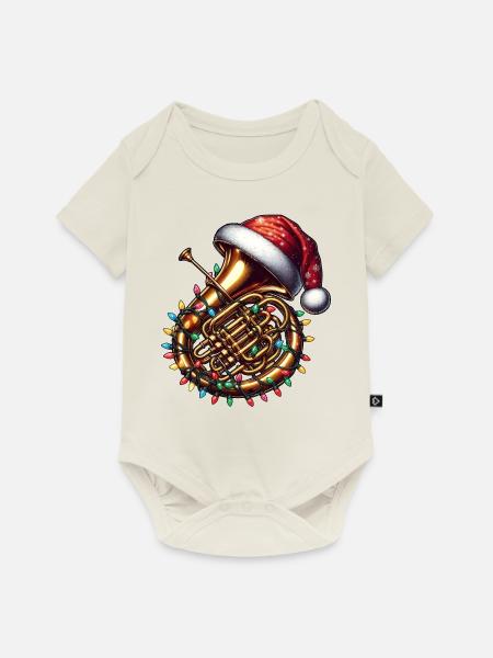Tuba Instrument Weihnachtsmütze Xmas - Baby Premium Kurzarmbody - Naturweiß