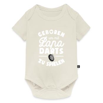 Geboren um mit Papa Darts zu spielen - Baby Premium Kurzarmbody - Naturweiß - Vorne